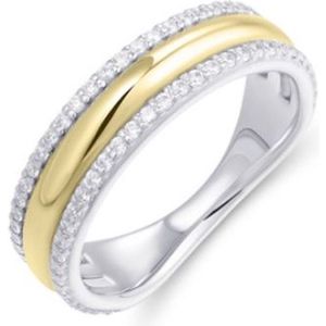 Schitterende Zilveren Ring met 14 Karaat Gouden Band 16,50 mm. (maat 52) | Damesring | Jonline