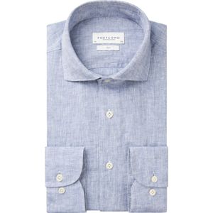 Profuomo - Overhemd Linnen Blauw - 41 - Heren - Slim-fit