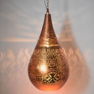 Oosterse metalen hanglamp Filigrain Druppel | 1 lichts | koper | metaal | Ø 26 cm | 56 cm | sfeervol / traditioneel design