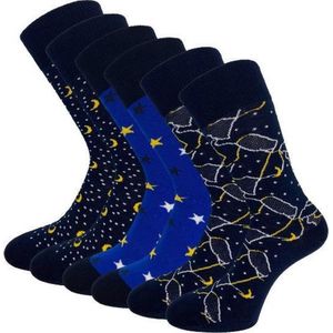 6 paar SQOTTON - Naadloze sokken - Galaxy Maat 36-40