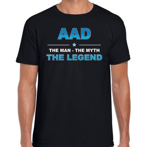 Naam cadeau Aad - The man, The myth the legend t-shirt zwart voor heren - Cadeau shirt voor o.a verjaardag/ vaderdag/ pensioen/ geslaagd/ bedankt L
