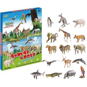 PIA Soft Toys - 3D puzzel Wilde dieren - 16 in 1 box