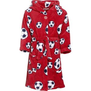 Playshoes - Fleece badjas voor kinderen - Voetbal - Rood - maat 146-152cm