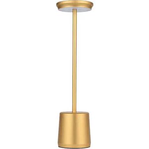 Luxus Tafellamp Touch Deluxe - Alexia - Goud - H34 x Ø8 - Tafellamp - Terraslamp - Bureaulamp - LED - Oplaadbaar - Dimbaar - Draadloos - Industrieel en modern - Op batterijen - Nachtlamp voor de slaapkamer - Tafellamp voor binnen en buiten