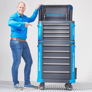 Datona® Verrijdbare gereedschapswagen met gereedschapskist L - Premium serie - Mat Zwart