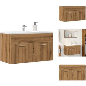 vidaXL Badkamer Wastafel Kast - Badkamer Wastafel Kasten - Badkamer Ijdelheid - Badkamer Badmeubel - Wastafelkast 80x38,5x46 cm bewerkt hout artisanaal eikenkleur