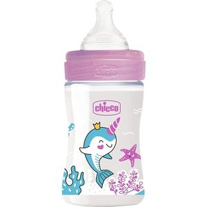 Chicco Zuigfles Glas Transparant/roze 150 Ml (0m+)