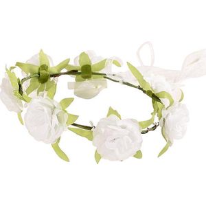 Bloemenkrans haarband met witte roosjes bij Communie jurk Bruidsmeisjes jurk bruidsjurk of prinsessenjurk