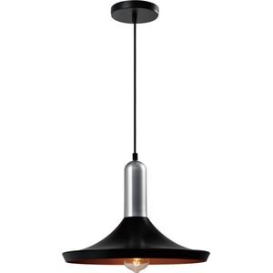 QUVIO Hanglamp modern - Lampen - Plafondlamp - Verlichting - Verlichting plafondlampen - Keukenverlichting - Lamp - E27 Fitting - Met 1 lichtpunt - Voor binnen - Metaal - Aluminium - D 36 cm - Zwart en zilver