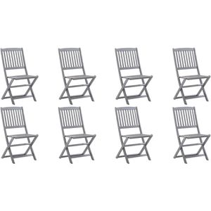 vidaXL Tuinstoelen - 8 stuks - Inklapbaar - Acaciahout Tuinstoel - Klapstoel - Acacia Hout - Grijs - Eetkamerstoel