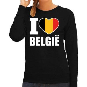 I love Belgie supporter sweater / trui voor dames - zwart - Belgie landen truien - Belgische fan kleding dames M