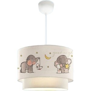 Design hanglamp Lurgan E27 wit met olifant motief