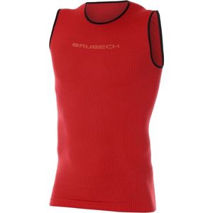 Brubeck Heren Sportkleding - 3D PRO Hardloopshirt / Sportshirt - Naadloos - Mouwloos - Rood - L