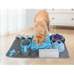 Repus - Honden Snuffelmat - Training - Denkspel - Uitdaging - Plezier - 10 Functies - 66x44cm - Blauw/Grijs