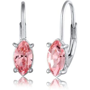 Elli Dames Oorbellen Oorhanger met Steen Dames Ovaal Glazen Kristallen Marquise Geslepen Roos 925 Sterling Zilver