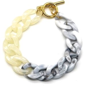 Armband Dames - Schakels - RVS en Acryl - Lengte 18 cm - Goudkleurig