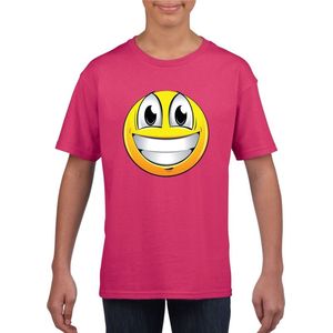 emoticon/ emoticon t-shirt super vrolijk roze kinderen 122/128