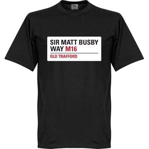 Sir Matt Busby Way Sign T-shirt - Zwart - 3XL
