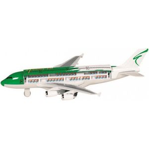 Speelgoed vliegtuigen setje van 2 stuks groen en blauw 19 cm - Vliegveld spelen voor kinderen