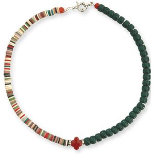 Zatthu Jewelry - N21AW351 - Haya kralen ketting groen met klaver