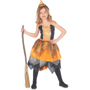 LUCIDA - Spinnenweb heksen kostuum voor meisjes - L 128/140 (10-12 jaar)