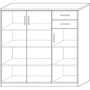 Commode 'Spacio' 3 deuren 2 laden Wit, , Spaanderplaat, ABS boorden en decor
