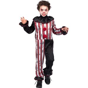 Wilbers & Wilbers - Monster & Griezel Kostuum - Ondeugende Scary Gary Clown Kind Kostuum - Rood, Zwart - Maat 128 - Halloween - Verkleedkleding