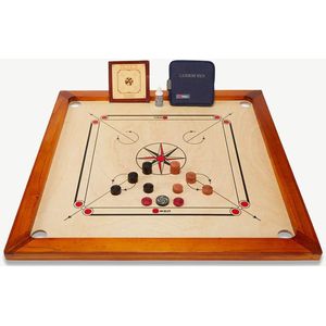 Premium Carrom Set - Officiële Afmetingen - 7kg - 84 x 84 cm - ECO-hout made in India - Met Accessoires
