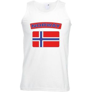Singlet shirt/ tanktop Noorse vlag wit heren XL