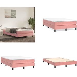 vidaXL Boxspringframe fluweel roze 120x200 cm - Boxspring Bed Frame - Boxspring Bed Frames - Bed - Slaapkamer Meubels