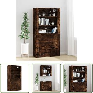 The Living Store Hoge kast - Buffetkast 80x33x70 cm - Gerookt eiken