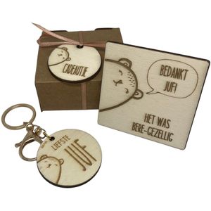 Cadeaudoosje JUF | bere-gezellig | bloem | jij bent de liefste | liefste juf | topjuf | einde schooljaar | cadeau