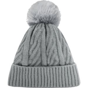 Su.B Muts Dames - Beanie - Dubbellaagse Vulling - Ski Muts - Wintermuts - One Size - Grijs
