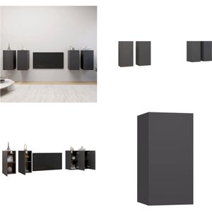 vidaXL Tv-meubelen 4 st 30,5x30x60 cm bewerkt hout grijs - Tv-kast - Tv-kasten - Televisiekast - Televisiekasten