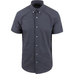Suitable - Short Sleeve Overhemd Print Navy - Heren - Maat XXL - Regular-fit