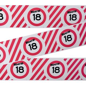 3BMT® Afzetlint - Markeerlint rood wit - 18 jaar - verjaardag - 10 meter