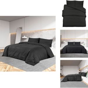 vidaXL Dekbedovertrek Zwart 200 x 200 cm - 100% Katoen - OEKO-TEX - Inclusief 2 Kussenslopen - Dekbedovertrek