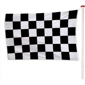 CHPN - Finish vlag - Wedstrijdvlag - Winnaar - Formule 1 vlag - Geruite Finish vlag - 90/150 cm - Race vlagg - Universeel - Zwart/wit