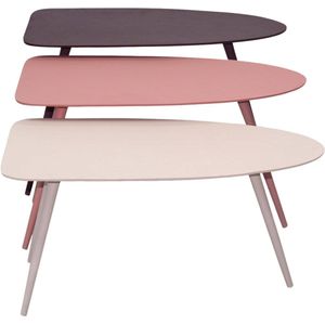 Lanterfant | Tafel | Yara | Licht Roze-Roze-Aubergine | set van 3