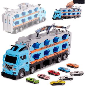 Speelgoed Opvouwbare Sleepwagen Vrachtwagen Autobaan/Racebaan 210 cm Inclusief 8 Auto's - Speelgoed Auto's - Speelgoed Vrachtwagen
