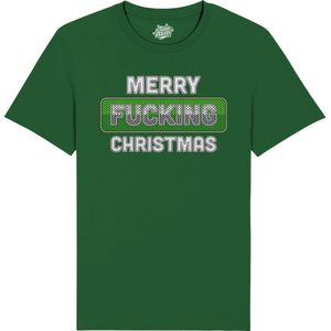 Merry F*cking Christmas - Foute Kersttrui Kerstcadeau - Dames / Heren / Unisex Kleding - Grappige Kerst Outfit - T-Shirt - Unisex - Bottle Groen - Maat XL