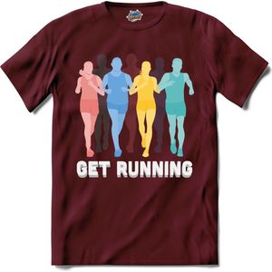 Get Running | Hardlopen - Rennen - Sporten - T-Shirt - Unisex - Burgundy - Maat M