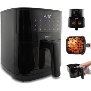 Rockerz Airfryer XL - Heteluchtfriteuse - Inhoud 5.5 liter - Voor het hele gezin - 1900 Watt - 10 ingestelde kookprogramma’s - Warmtebehoud functie - Gehard glazen kijkvenster - Automatisch uitschakelen - 70% minder vet