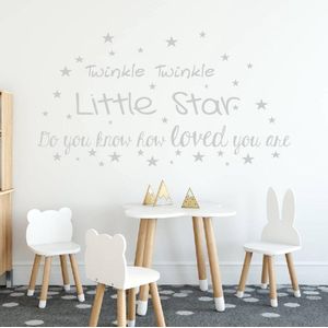 Twinkle Twinkle Little Star - Lichtgrijs - 160 x 86 cm - baby en kinderkamer - teksten en gedichten baby en kinderkamer alle