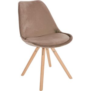 In And OutdoorMatch Stoel Gillian - Bruin en Hout - Fluweel - Comfortabele zit - Hoogwaardige bekleding - Stijlvolle stoel - Klassieke uitstraling