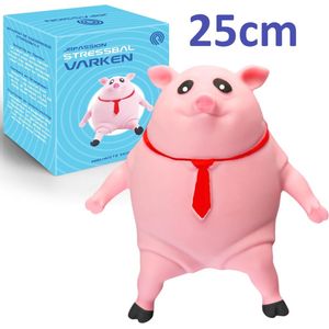 JRpassion - Stress - Varken - 25cm -Toy - Fidget - Knijp - Stressbal - Speelgoed - TikTok - Antistress - Kneed - Pig - Gooien - Slaan - Grappig - Roze - 3+ - Squishy - Squeeze - Kantoor - Uitrekken - Decoratie -
