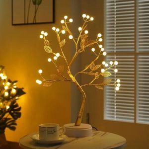 Kerstboom verlichting met gouden blad parel 36LED licht（batterij of USB)