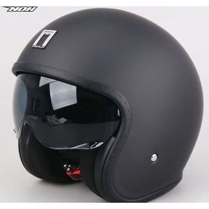 Jethelm Met zonnevizier - Retro helm - Mat zwart - Maat S