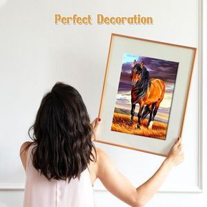 5D-diamantschilderij, schilderij, paard, doe-het-zelf diamond painting-kit voor thuis, wanddecoratie (30 x 40 cm)