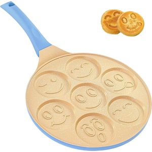 Pannenkoekenpan, geschikt voor inductie, koekenpan voor pannenkoeken, grappig ontwerp voor kinderen, antiaanbaklaag, pannenkoekenpan, blauw